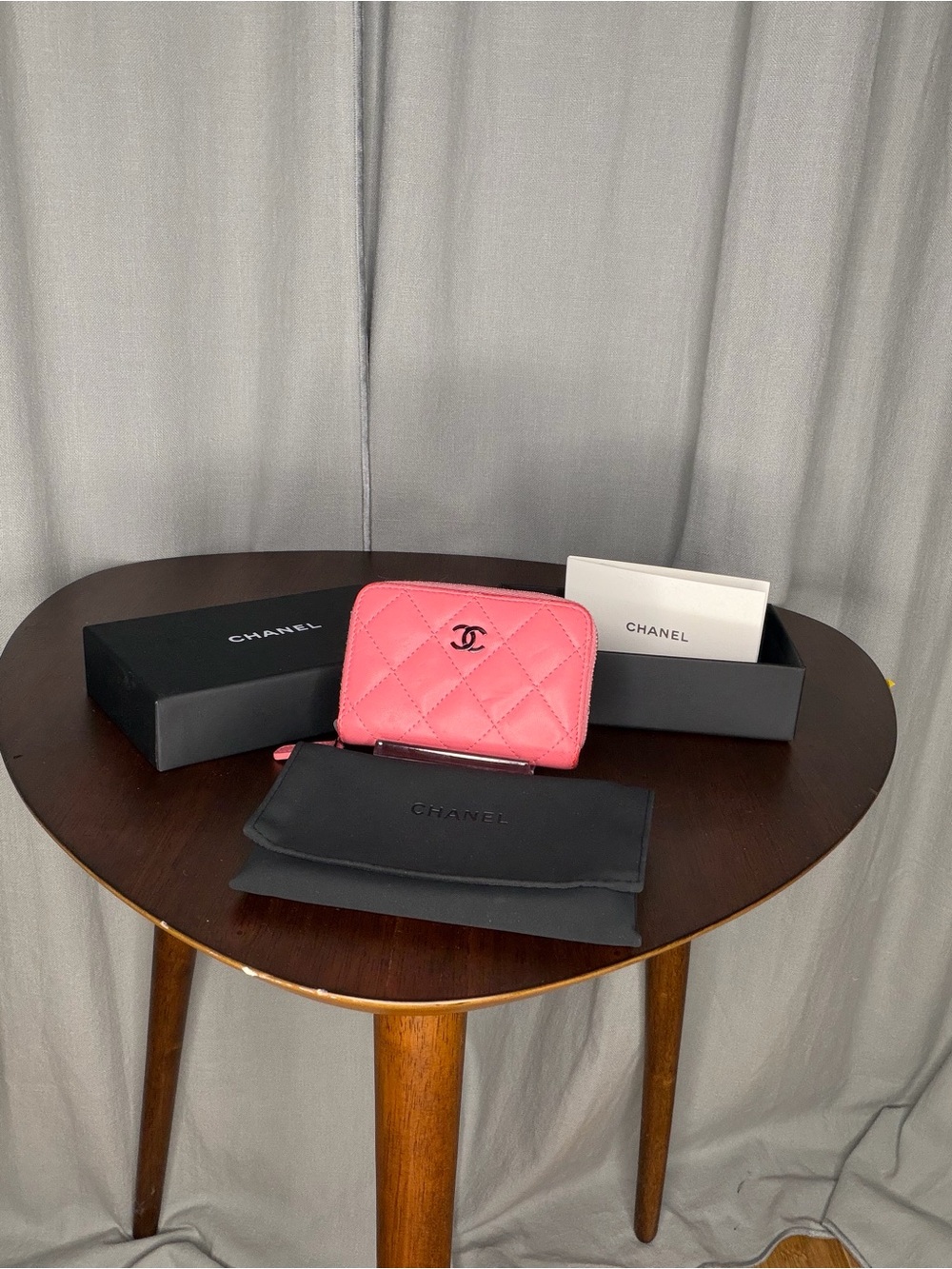 Chanel Small Pink Quilted Zip Card Wallet 2024 Classic